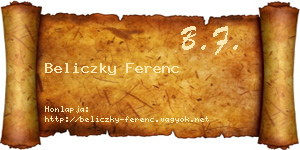 Beliczky Ferenc névjegykártya